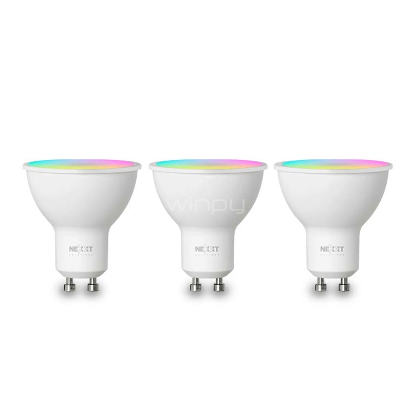 Kit de 3 Ampolletas Inteligentes Nexxt Smart Home (220V, Wi-Fi, Led Multicolor)