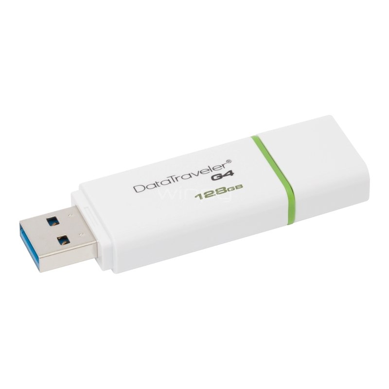Pendrive Kingston DataTraveler G4 de 128GB (USB 3.0, Blanco/Verde)