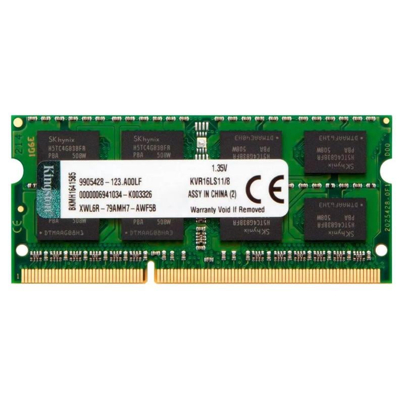 Memoria RAM Kingston de 8GB  (DDR3L, SODIMM, 1600MHz, CL11, 1.35V)