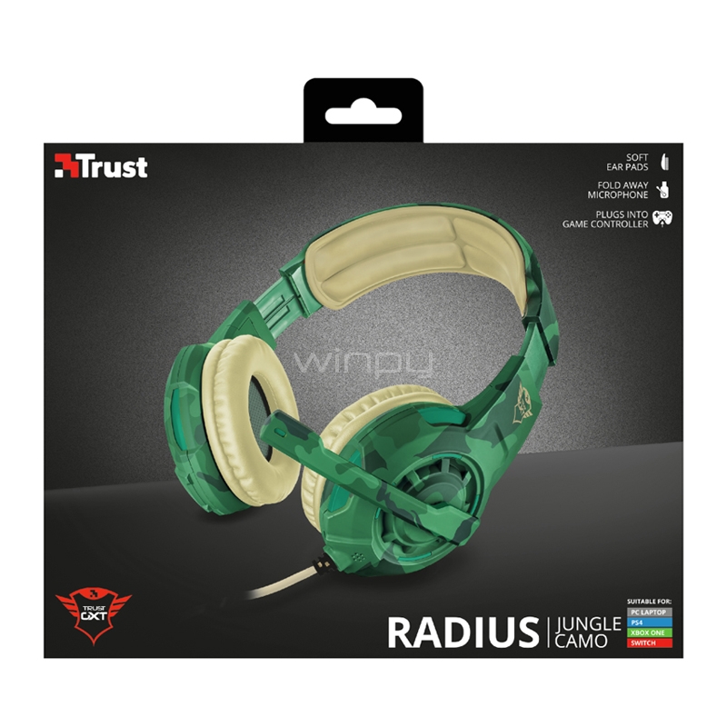 Audífonos Gamer Trust GXT 310C Radius (Jack 3.5mm, Jungle Camo)