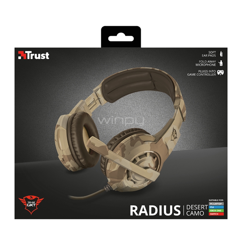 Audífonos Gamer Trust GXT 310D Radius (Jack 3.5mm, Desert Camo)