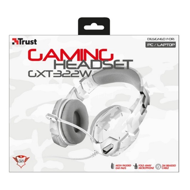 Audífonos Gamer Trust GXT 322W Carus (Jack 3.5mm, Blanco)