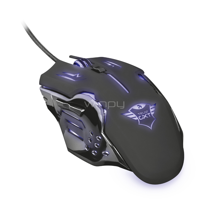 Mouse Gamer Trust GXT 108 Rava (2.000dpi, Led Multicolor, Negro)