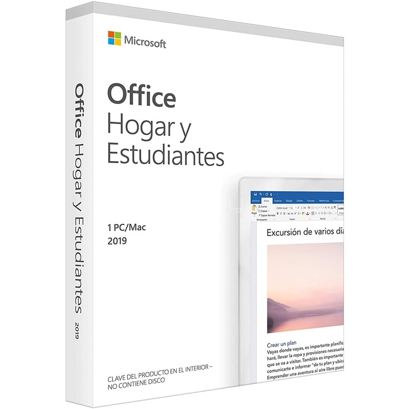 Microsoft Office 2019 Hogar y Estudiante (1 Usuario, PC/Mac, Caja)