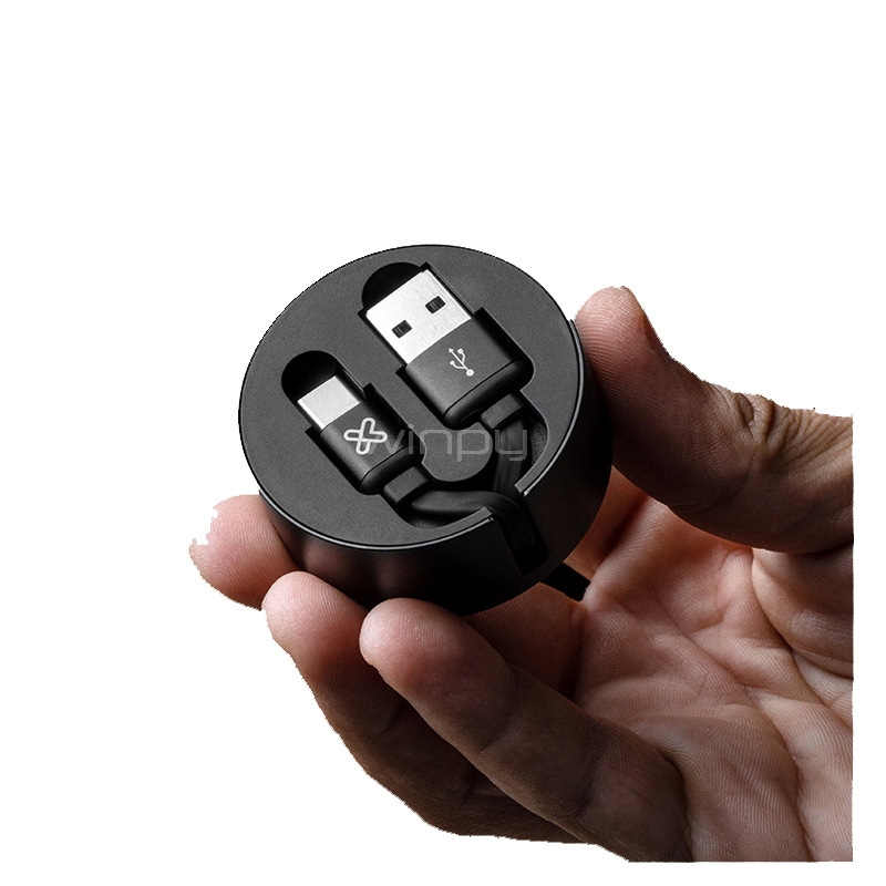 Cable Klipxtreme de USB a USB-C (Retractil, 1 Metro, Negro)