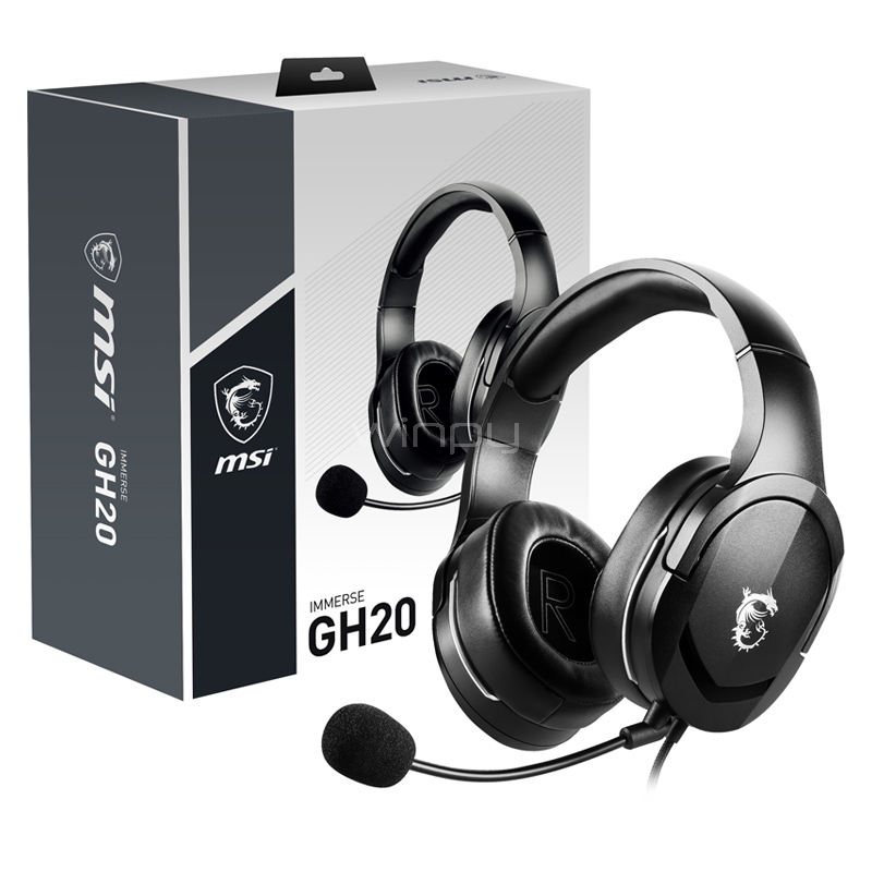 Audífonos Gamer MSI IMMERSE GH20 (Jack 3.5mm, Negro)