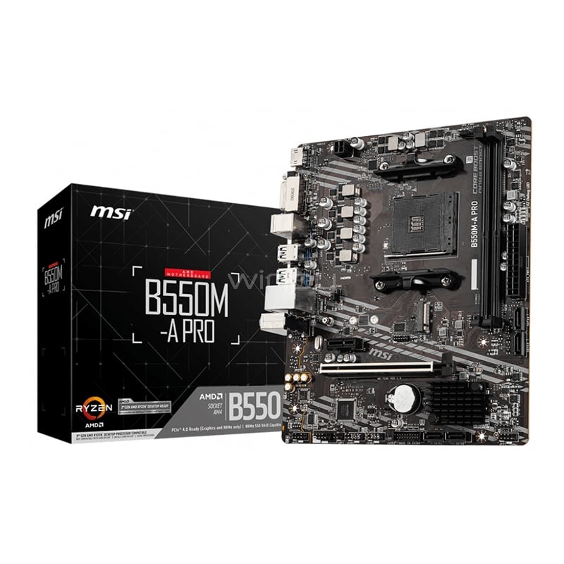 Placa Madre MSI B550M-A PRO (AM4, DDR4 2133/4600Mhz, M2, Micro-ATX