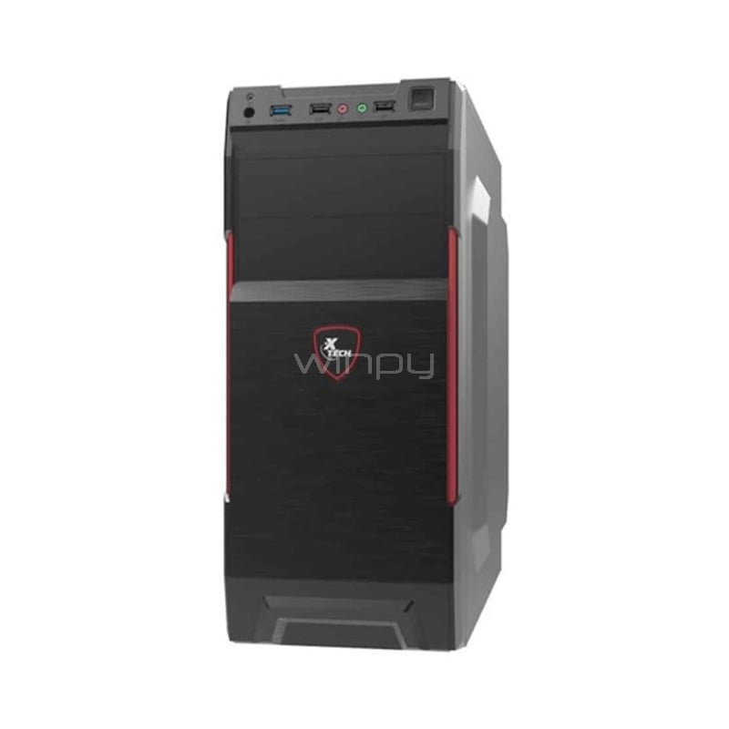 Gabinete Xtech XTQ-214 (ATX, Fuente 600W, Negro/Rojo)