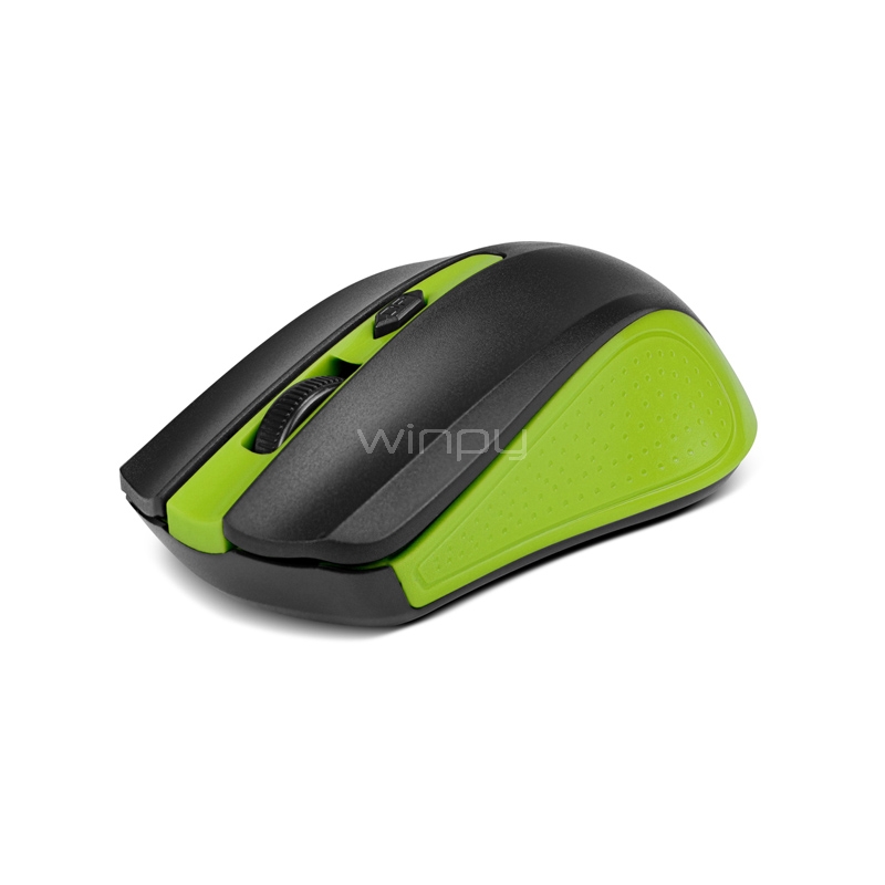 Mouse Xtech Galos inalámbrico (Dongle USB, 1600dpi, Negro/Verde)