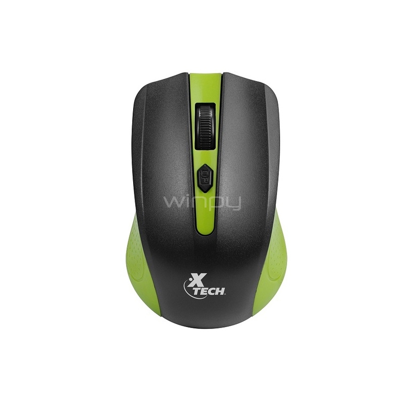 Mouse Xtech Galos inalámbrico (Dongle USB, 1600dpi, Negro/Verde)