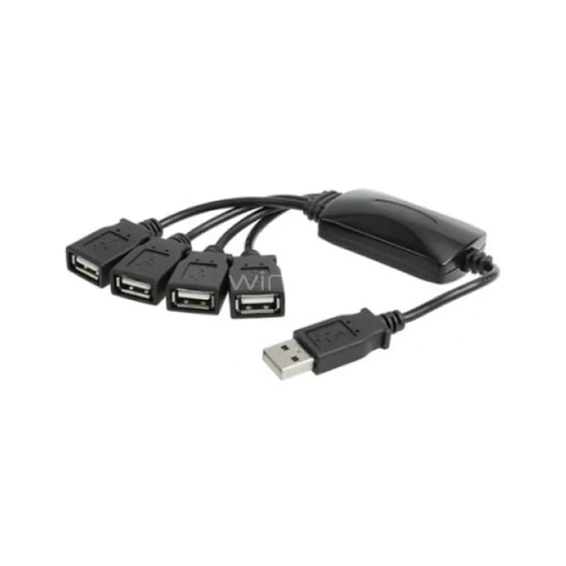 Adaptador Xtech Multipuerto USB-A (USB 2.0, 4 puertos, Negro)