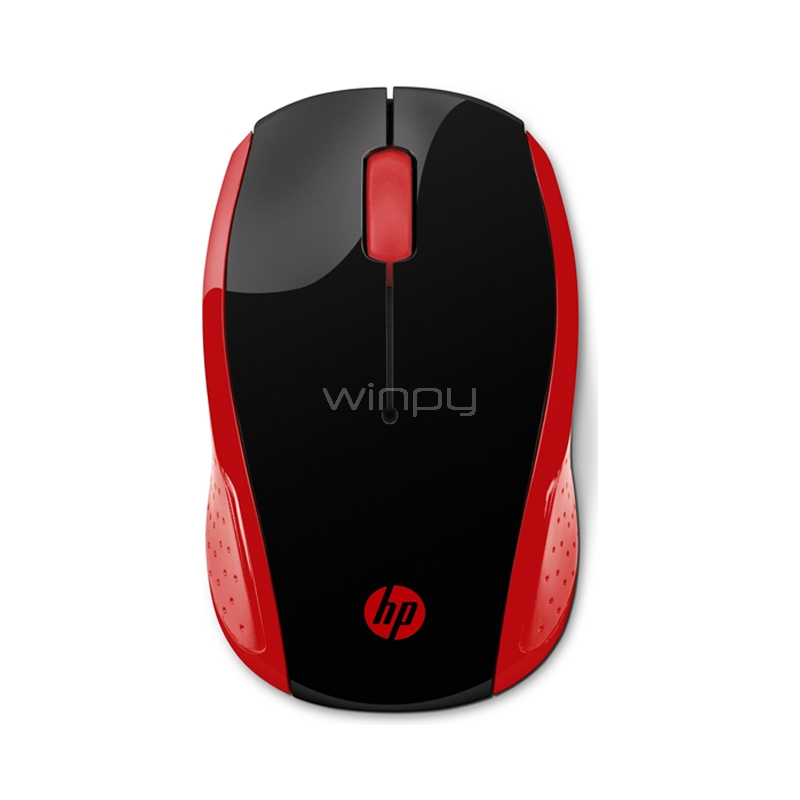 Mouse HP 200 Inalámbrico (Dongle USB, Rojo/Negro)