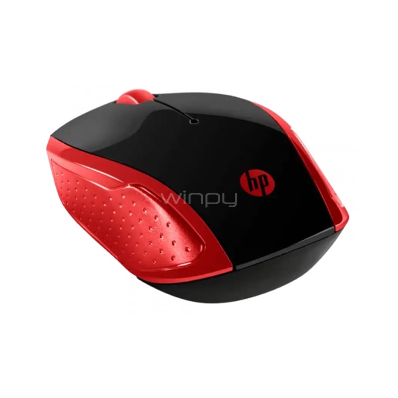 Mouse HP 200 Inalámbrico (Dongle USB, Rojo/Negro)