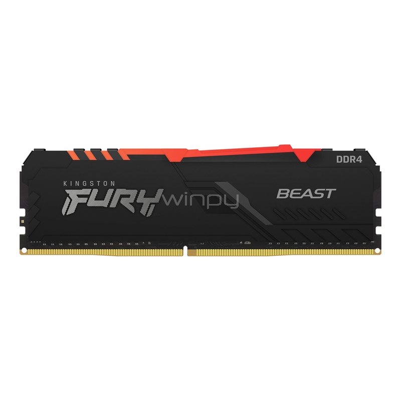 Memoria RAM Kingston Fury Beast RGB de 8GB (DDR4, 2666MHz, CL15, DIMM)