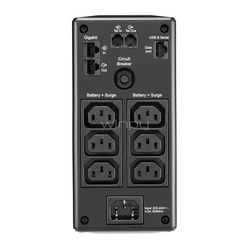 UPS APC Back Pro Interactiva (650VA/390W, 230V, 6 Salidas C13)