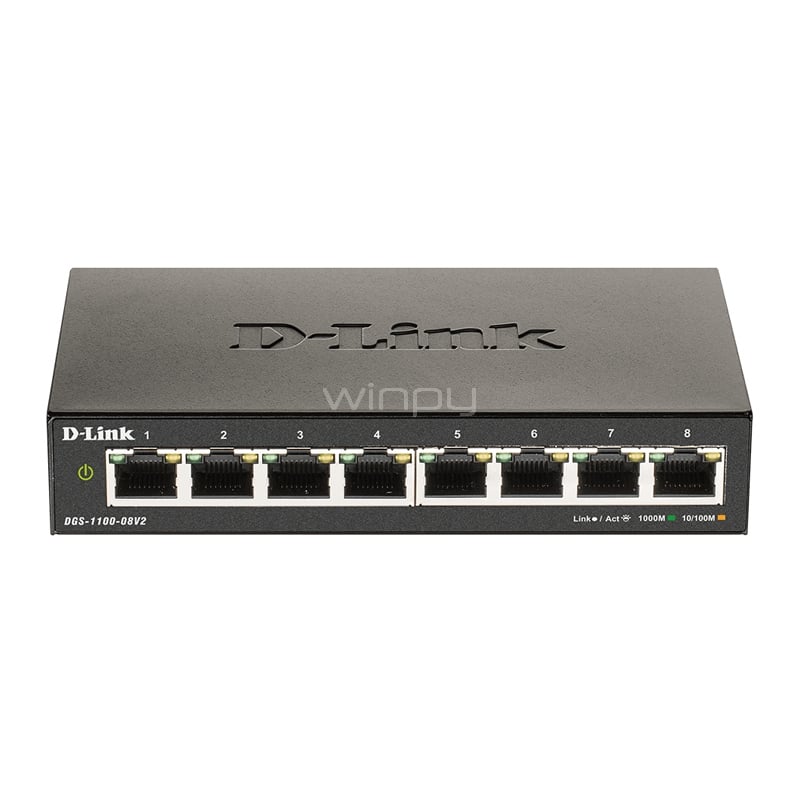 Switch D-Link Gestionado (Ethernet 10/100/1000, 8 puertos, Negro)