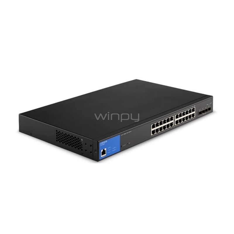 Switch Linksys de 24 puertos (Gigabit POE+ 410W, con 4 10G SFP+ 1GB, Administrable)