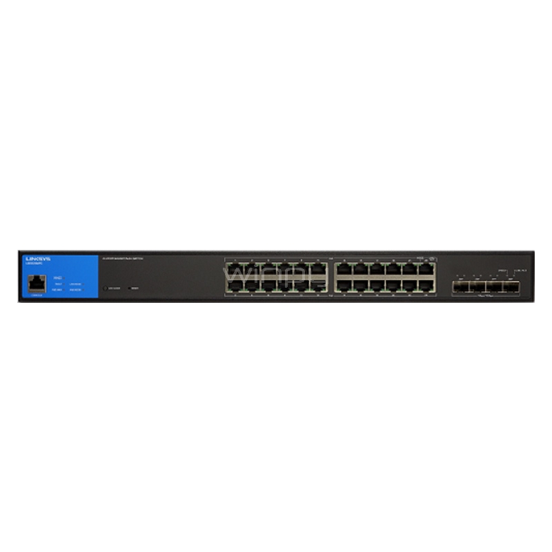 Switch Linksys de 24 puertos (Gigabit POE+ 410W, con 4 10G SFP+ 1GB, Administrable)