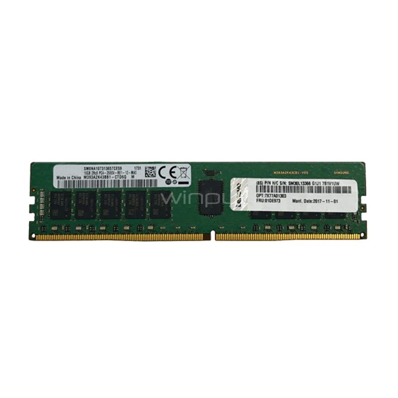 Memoria RAM Lenovo ThinkSystem de 16GB (DDR4, 2666MHz, 1.2V, UDIMM)