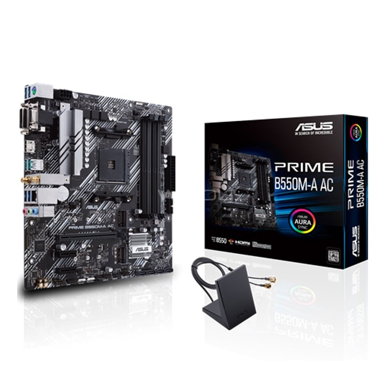 Placa Madre ASUS PRIME B550M-A AC (AM4, DDR4 2133/4600 MHz, microATX)