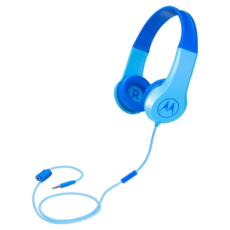 Audífonos Motorola Squads 200 para Niños (Bajo los 85dB, Anti-Alérgico, Jack 3.5mm, Azul)