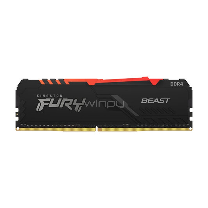 Memoria RAM Kingston Fury Beast RGB de 16GB (DDR4, 3733MHz, CL19, DIMM)
