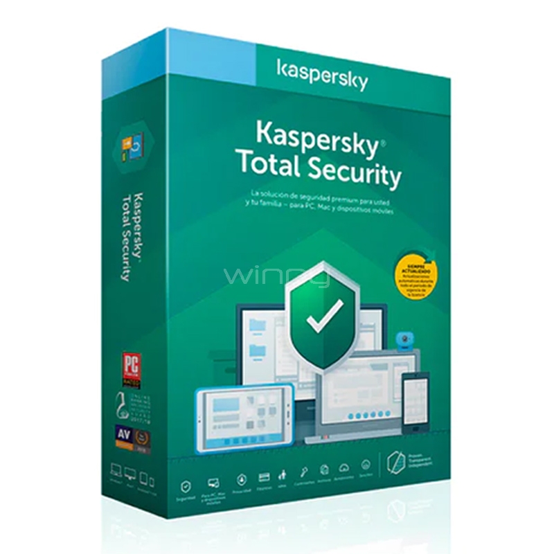 Licencia Kaspersky Total Security (Descargable, 3 Dispositivos, 1 Año)