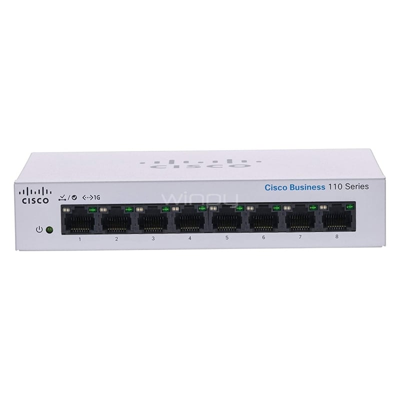 Switch Cisco CBS110 No Administrado (8 Puertos GE, Escritorio, Ext PS)