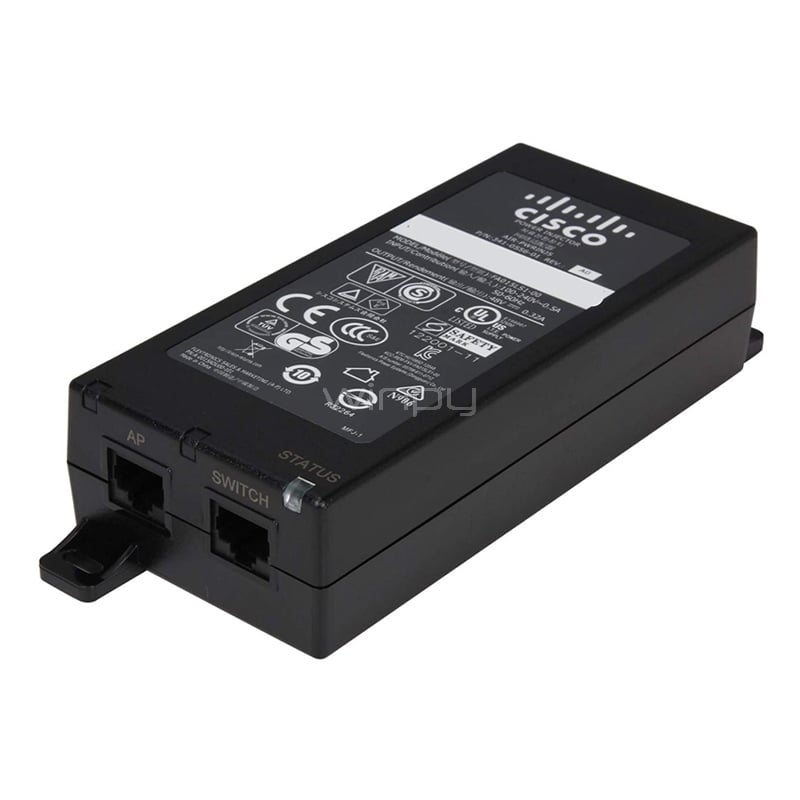 Inyector PoE Cisco Alta Velocidad de 15W (Gigabit LAN, Compatible Serie 100/200 Wireless)
