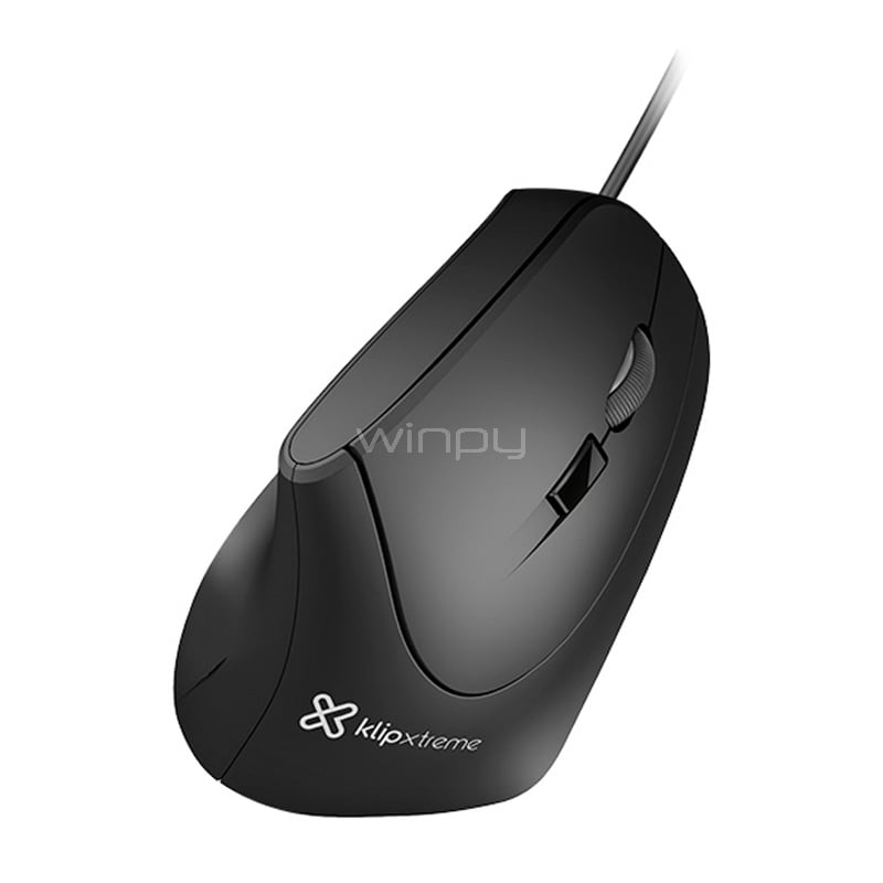 Mouse Klip Xtreme Krown Ergonómico (1600dpi, Negro)