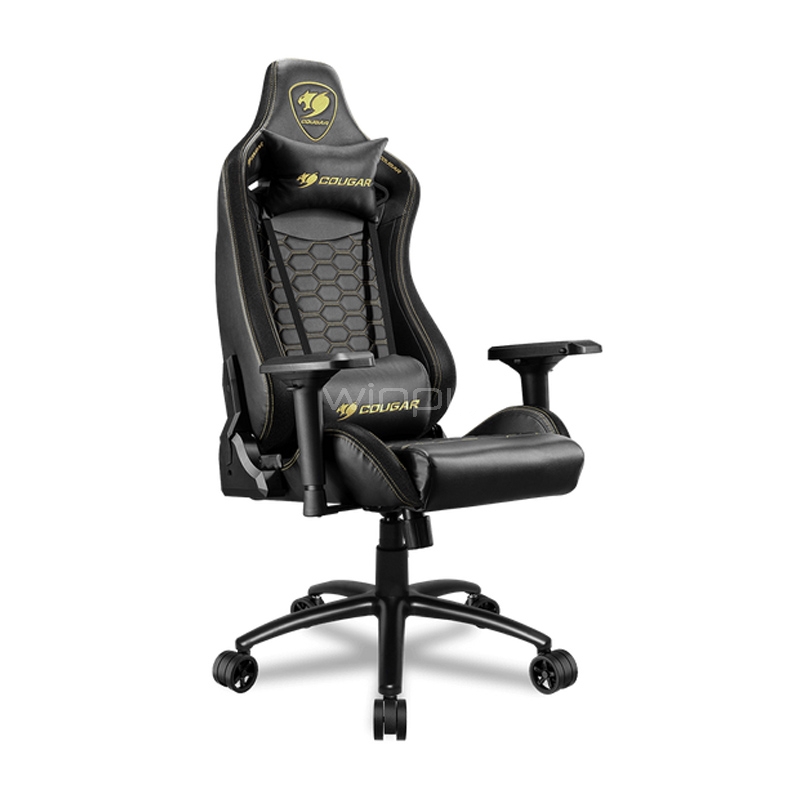 silla gamer cougar outrider s royal (hasta 120kg, cojines x2, reclinable, negro)