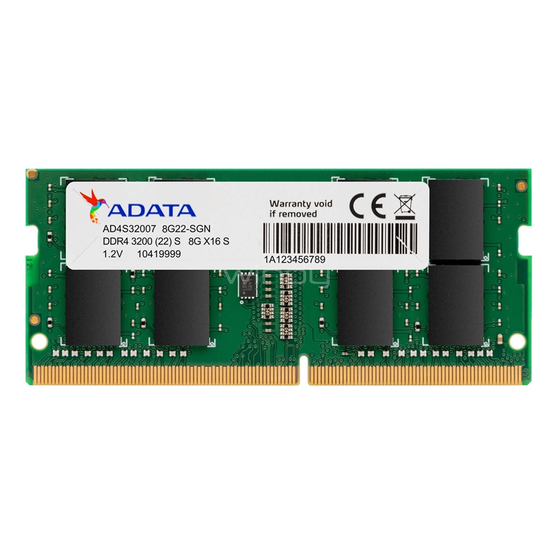 Memoria RAM ADATA de 8GB (DDR4, 3200Mhz, SODIMM) | AD4S32008G22-SGN