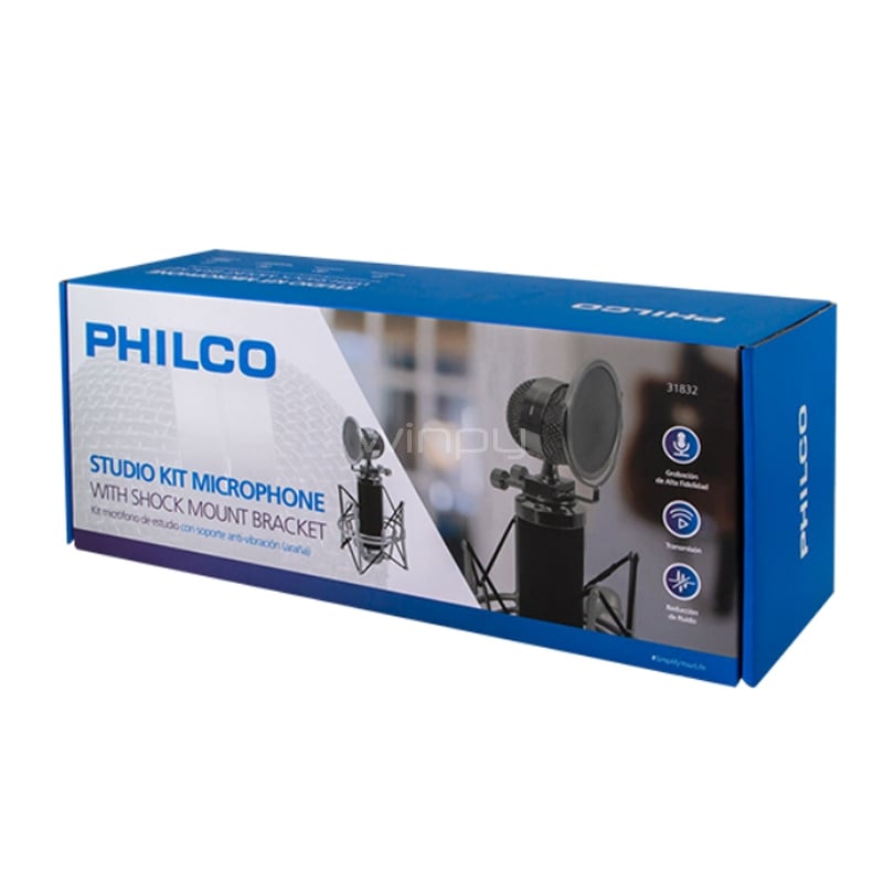 Micrófono Philco Studio con Soporte (Cannon a Plug 3.5 mm, 2.45m)