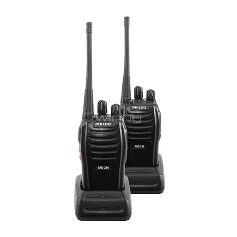 Kit Radiotransmisor Portátil Philco hasta 16kms (16 Canales, Negro)