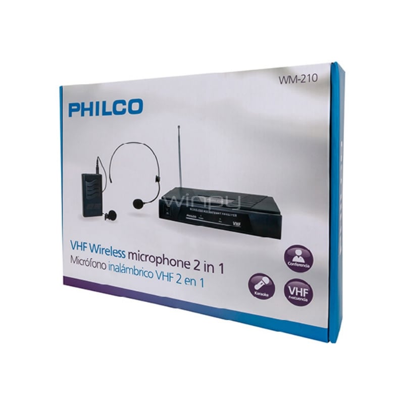 Micrófono VHF 2 en 1 Philco WM-210 Inalámbrico (hasta 50mts, FM)