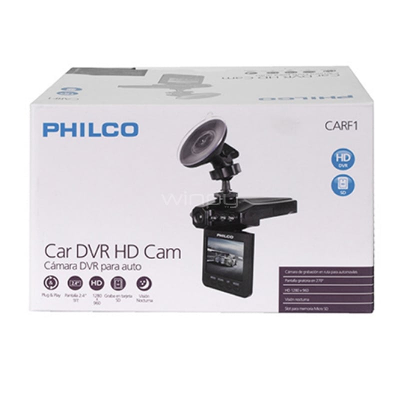 Dash Cam Philco para Auto (LCD de 2.4“, HD, USB, Negro)