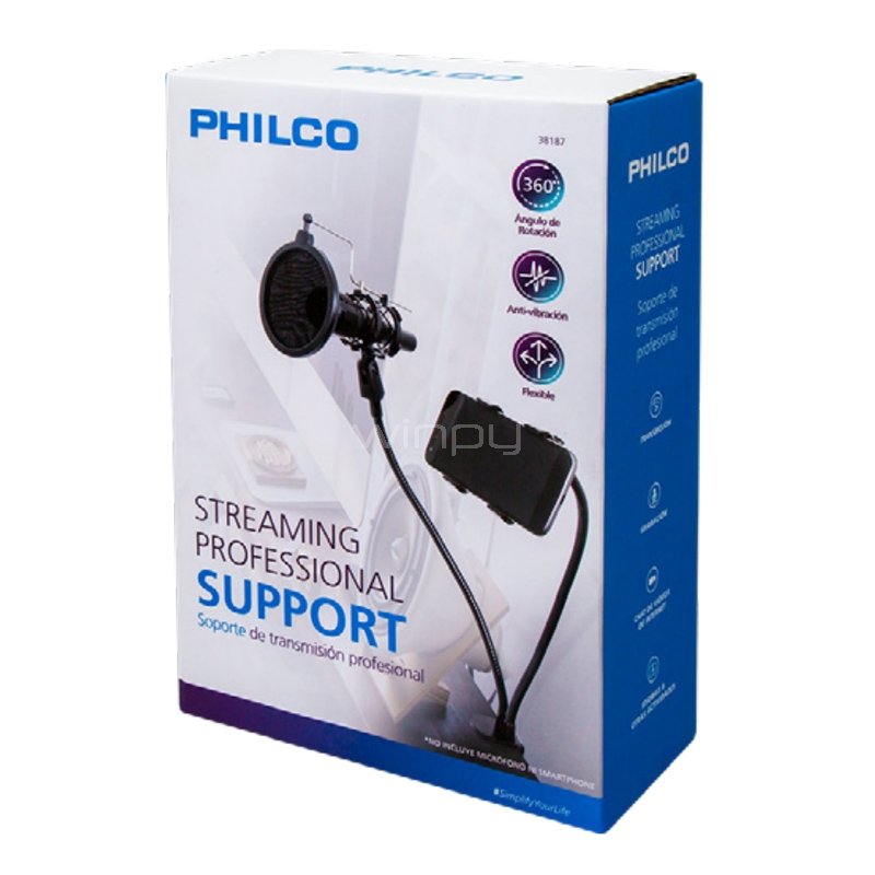 Stand Philco para Streaming (Filtro Anti-POP, Negro)