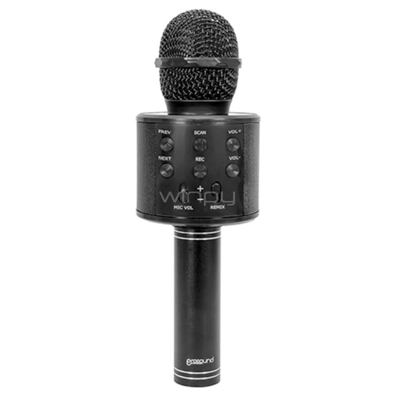 Micrófono Karaoke ProSound con Altavoz (MP3/WAV, Puerto MicroSD, Negro)