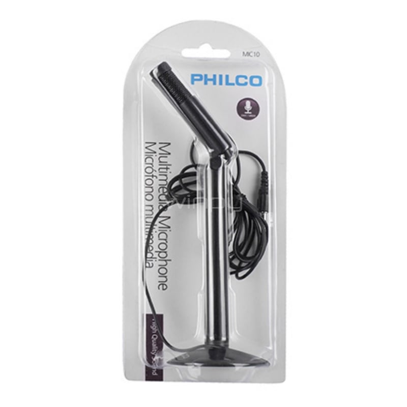 Micrófono Philco MIC-10 Multimedia (Jack 3.5mm, Negro)