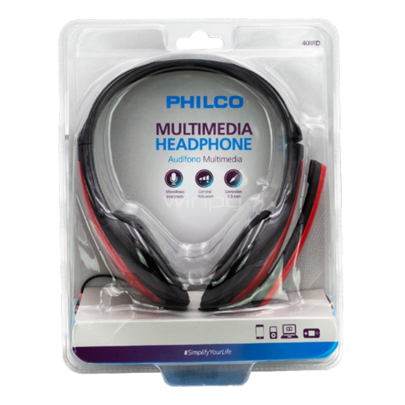 Audífonos Philco para Video-Conferencias (Jack 3.5mm Negro/Rojo)