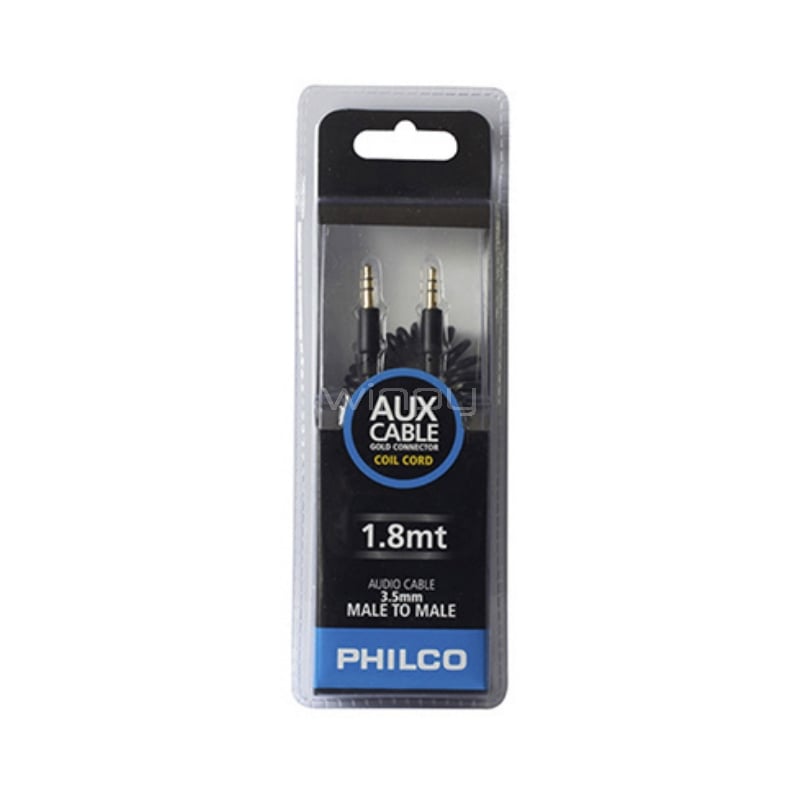 Cable Philco Auxiliar Jack 3.5mm (1.8 Metros, Negro)
