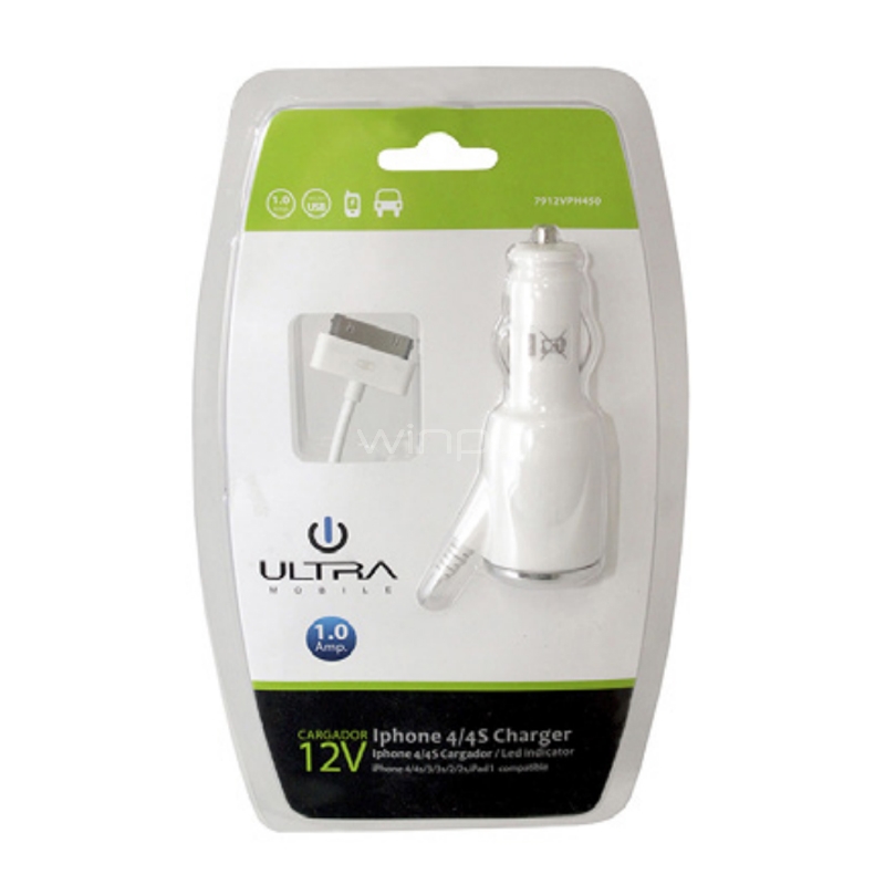 Cargador Ultra para Auto (12V, USB, Blanco)