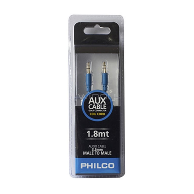 Cable Philco Auxiliar Jack 3.5mm (1.8 Metros, Azul)