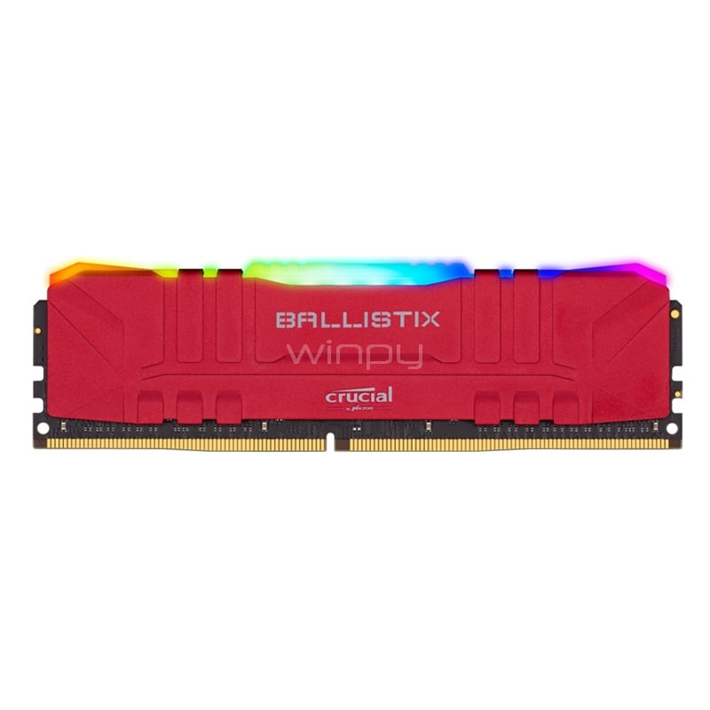 Memoria RAM Crucial Ballistix RGB de 8GB (DDR4, 3000MHz, CL16, UDIMM, Red)