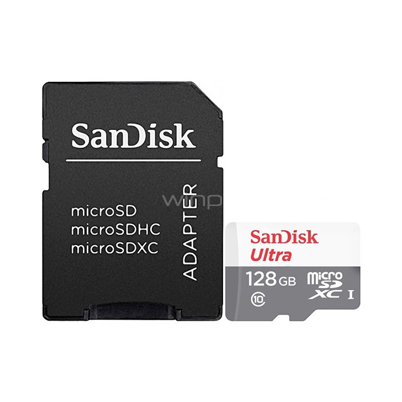 Tarjeta MicroSD SanDisk Ultra de 128GB (UHS-I, Class10 A1, con Adaptador SD)