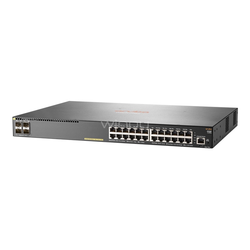 Switch Aruba 2930F Gestionado de 24 Puertos (hasta 95.2 Mpps, PoE+, 4SFP+, 370W)