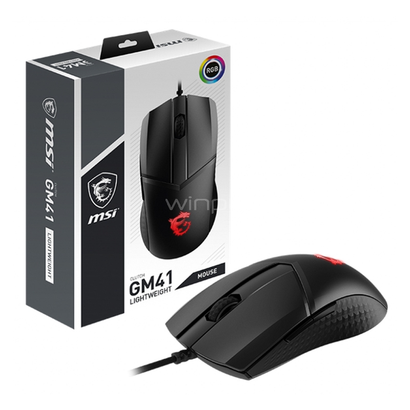Mouse Gamer MSI Clutch GM41 LightWeight (PixArt PMW-3389, 16.000dpi, RGB)
