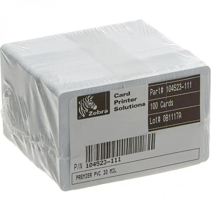 Pack de Tarjeta PVC Zebra Premier de 0,76mm (Blanco, 500 unidades)