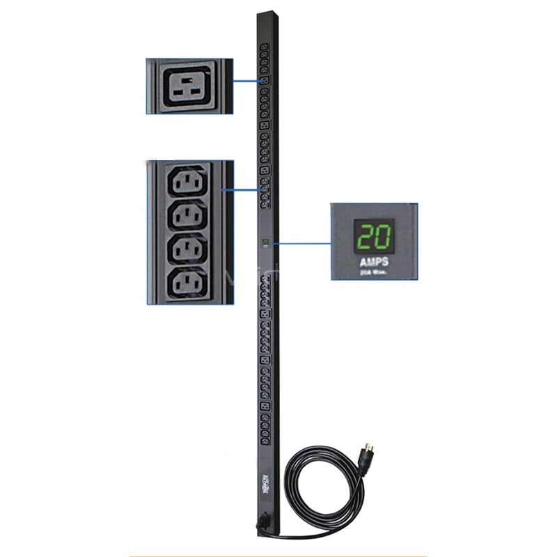 PDU Tripp Lite con Medida (Cero U 20A/ 200-240V, 32 Salidas C13, 6 Salidas C19)