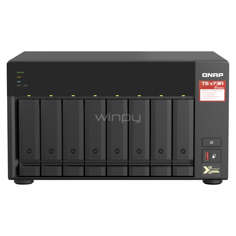 Servidor NAS QNAP TS-873A con 8 bahías (Ryzen V1500B, 8GB RAM, 2.5GbE, Torre)
